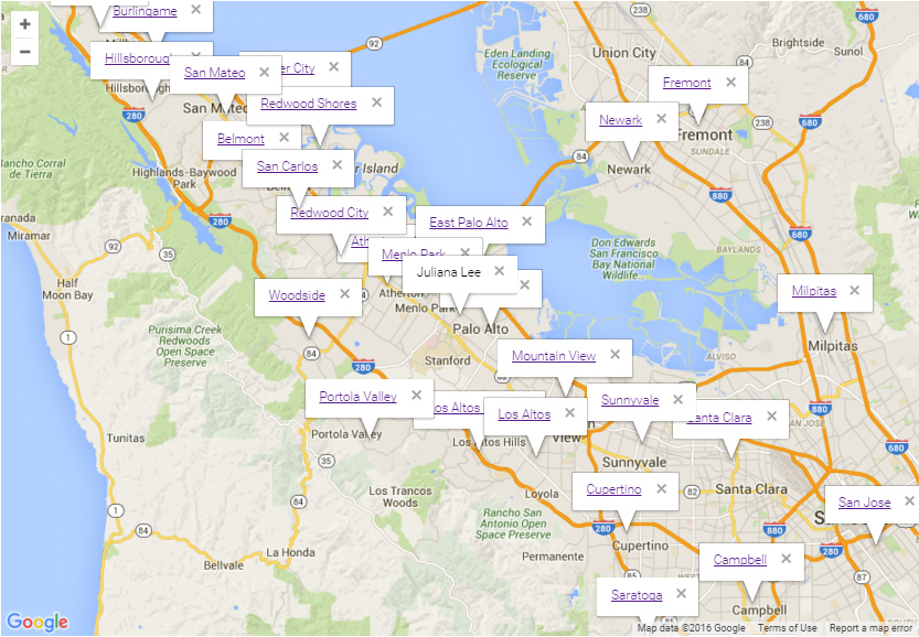 Map To Silicon Valley City Information